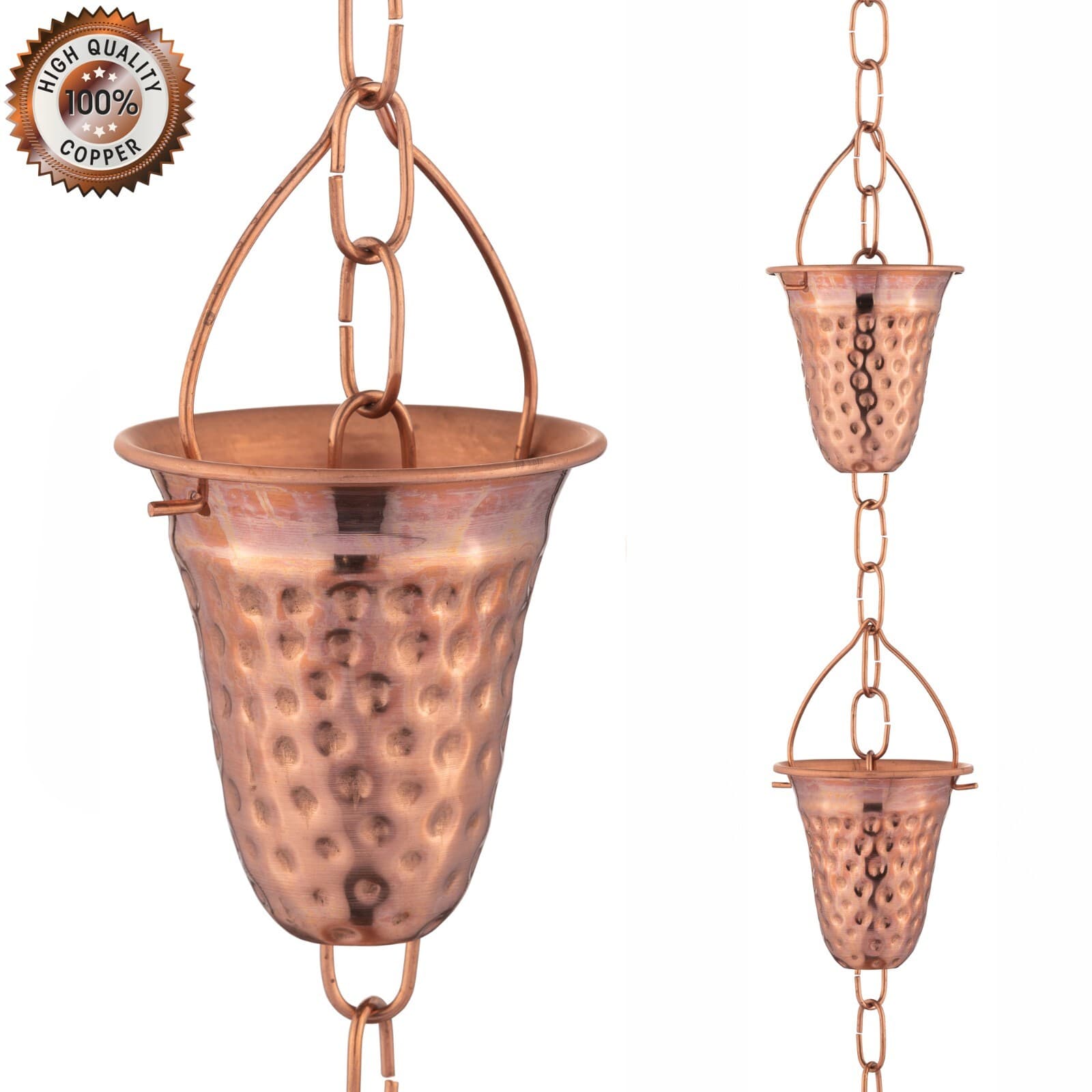 Marrgon Copper Water Chain with Bell Shaped Cups – Durable & Thick Rain Chain
