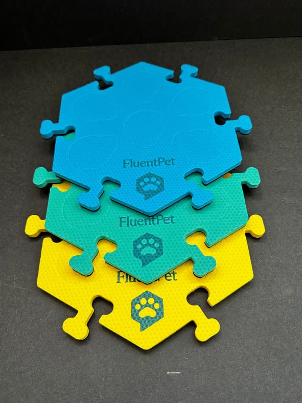 FluentPet HexTiles 3-Pack – Blue Yellow Green – Button Mats Only – Used