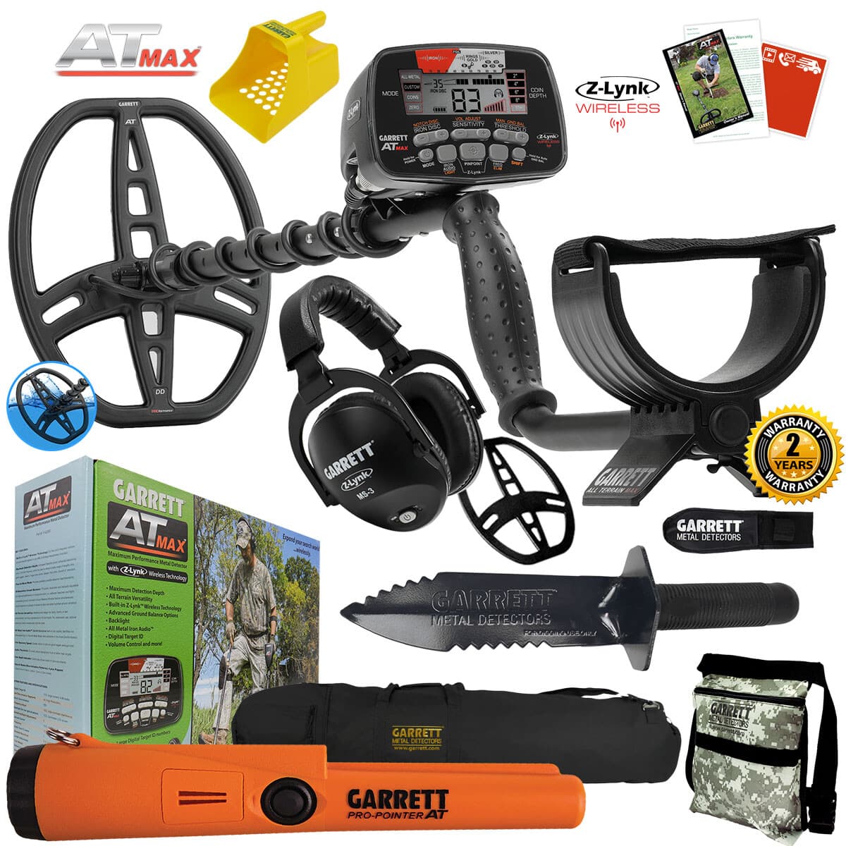 Garrett AT MAX Underwater Detector w/ MS-3, Pro-Pointer AT, Digger, Pouch & More