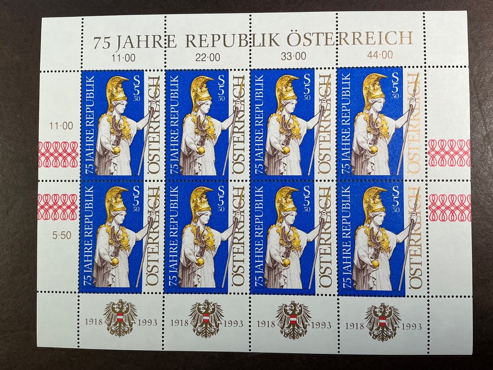 AUSTRIA MNH #1630 Sheet of 8 *1993* Catalog $8.00 +S!