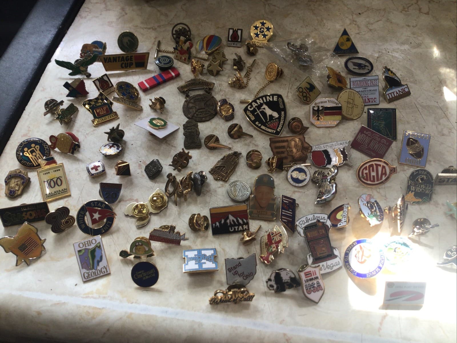 Mixed Lot Of 100 Pins, Metals Or tie Tacks- Different Genre- Military, States…..