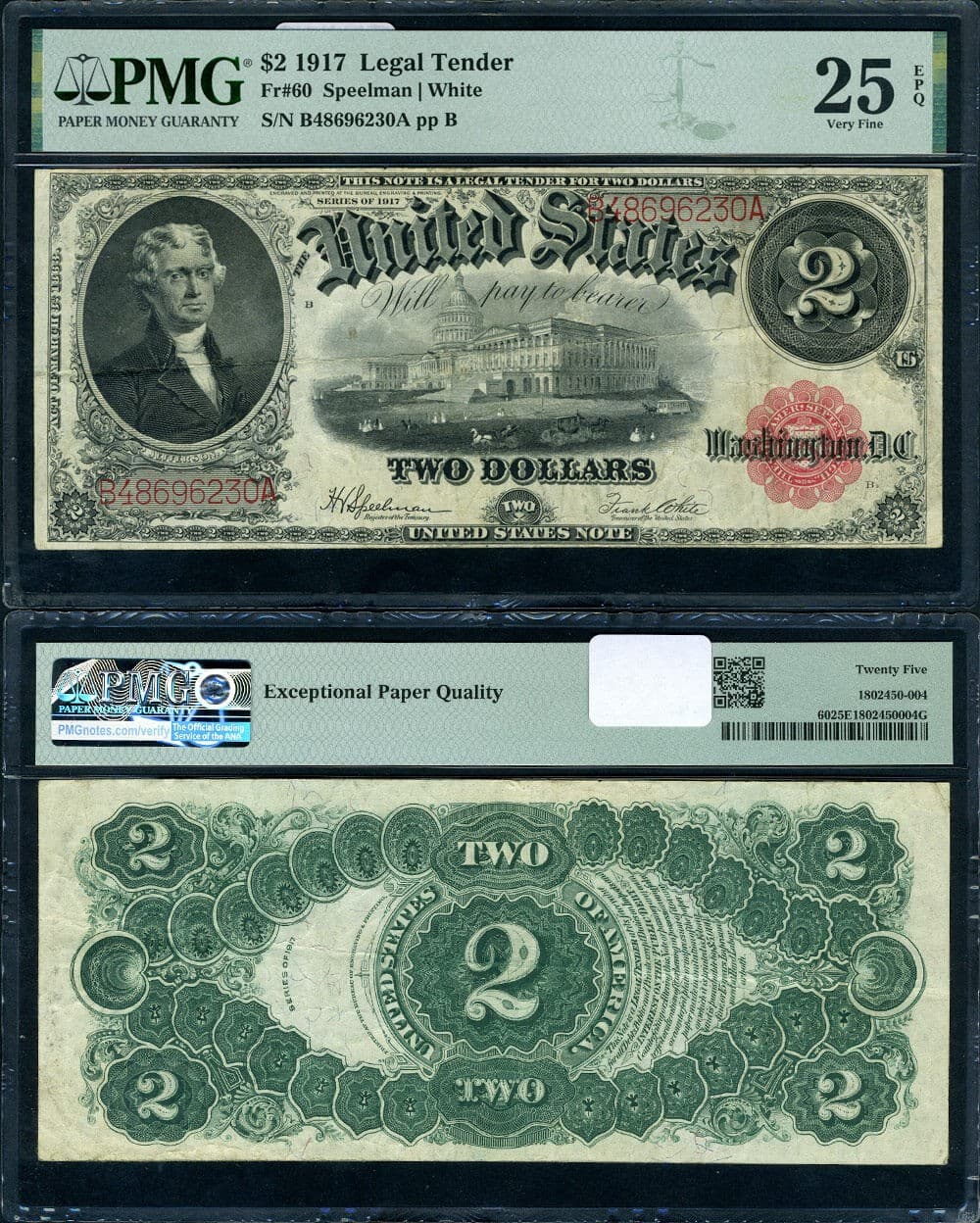 FR. 60 $2 1917 Legal Tender PMG VF25 EPQ