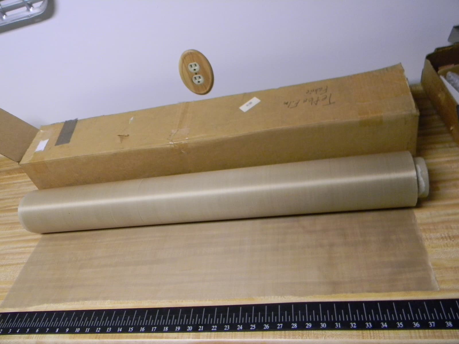 38"x 12"x 0.002"Thin PTFE Coated Fiberglass Fabric Dupont Teflon Heat Seal Roll