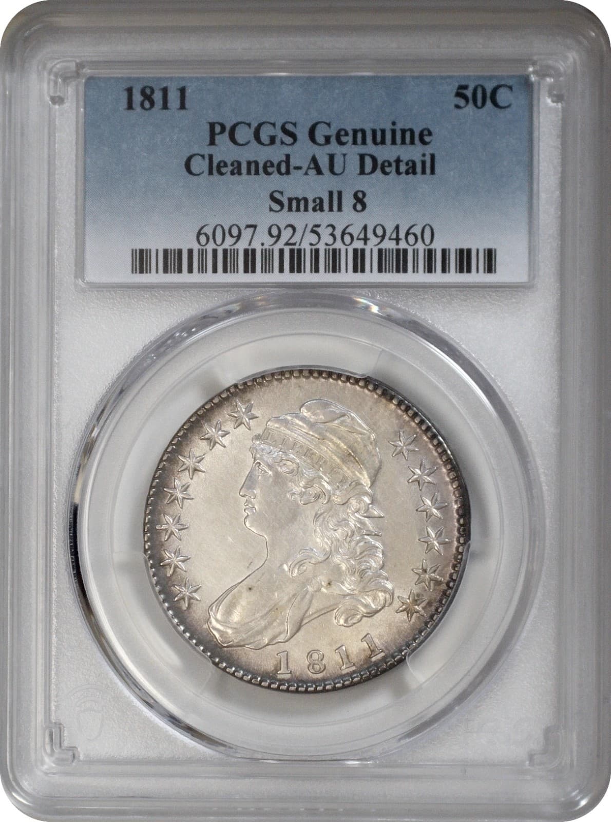 1811 Small 8 Capped Bust Half Dollar 50C PCGS Genuine Cleaned AU Detail