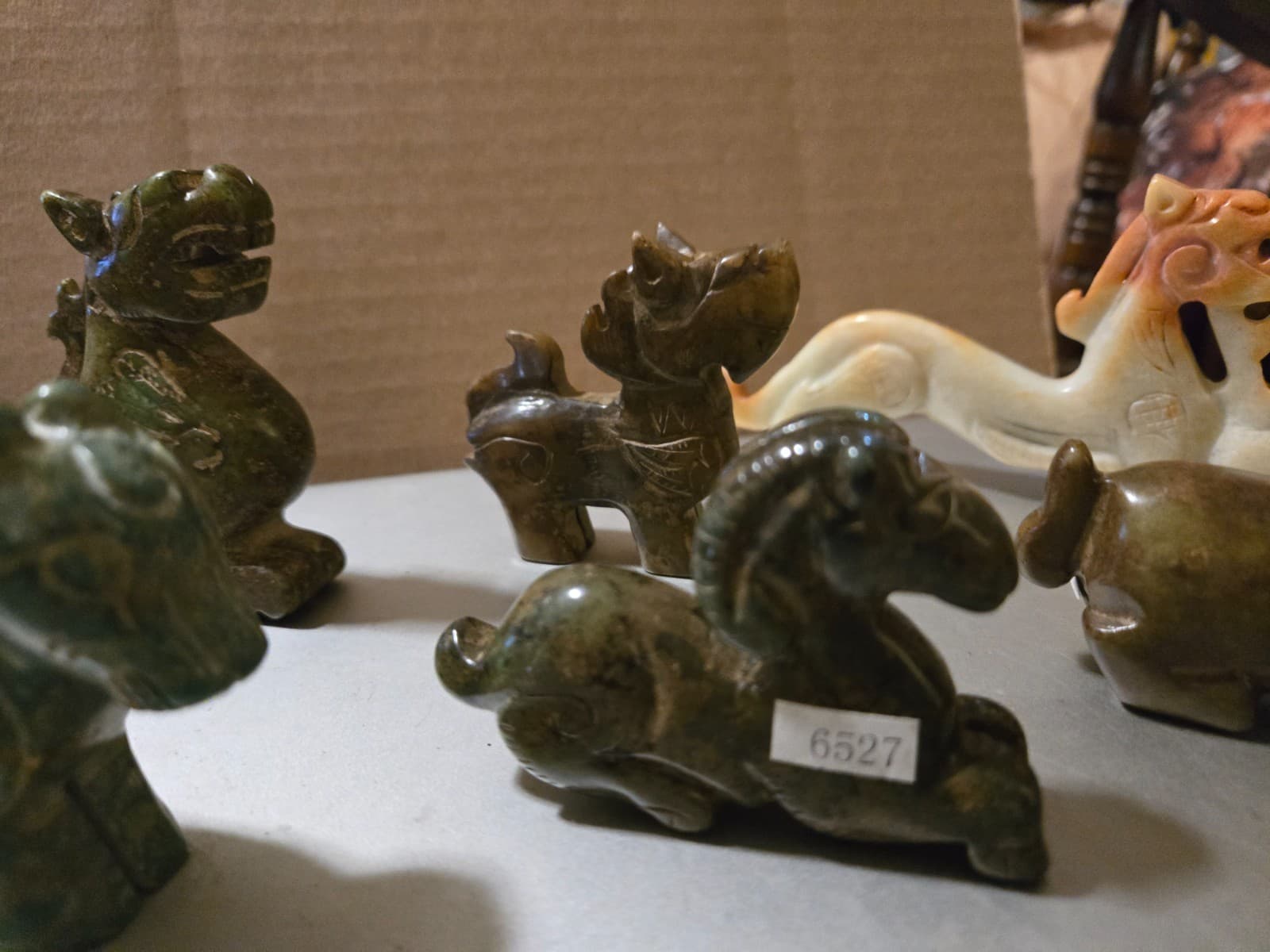 Carved Stone Mineral Asian Designs Carvings Approx 2' to 6" Lot 6 Mixed Assorted