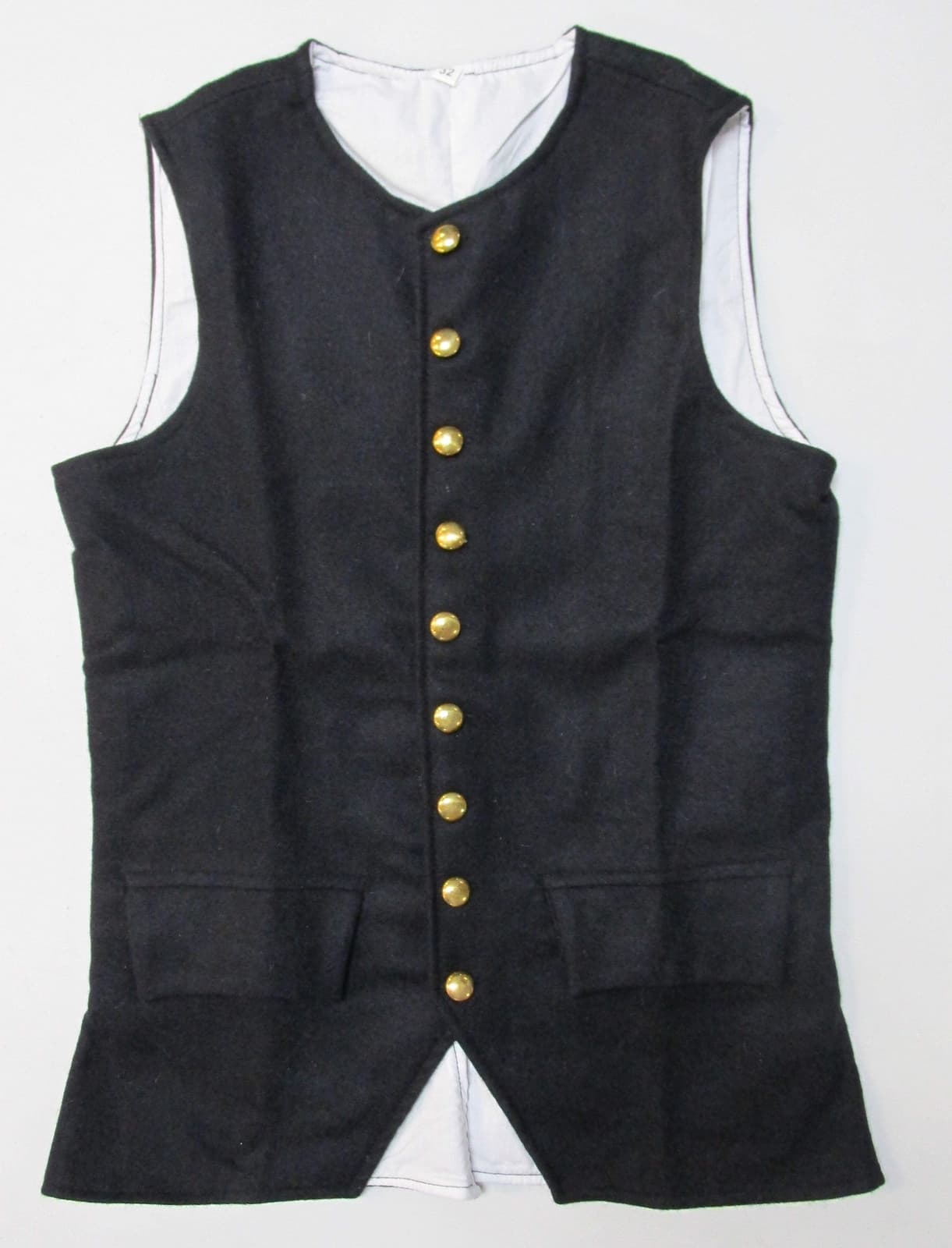 Revolutionary War Era Waist Coat - Wool with Brass Buttons Reproduction