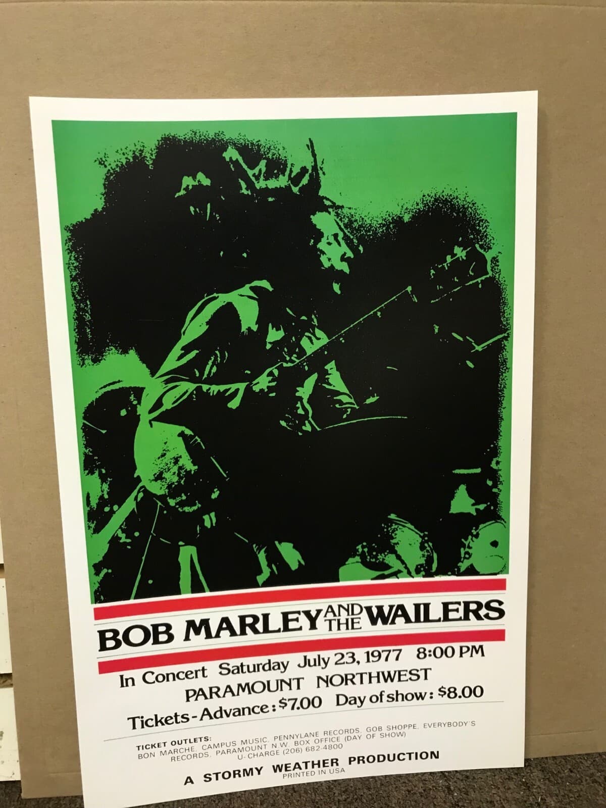 Bob Marley and the Wailers 1978 Paramount Theatre Cardstock Concert Poster 12x18
