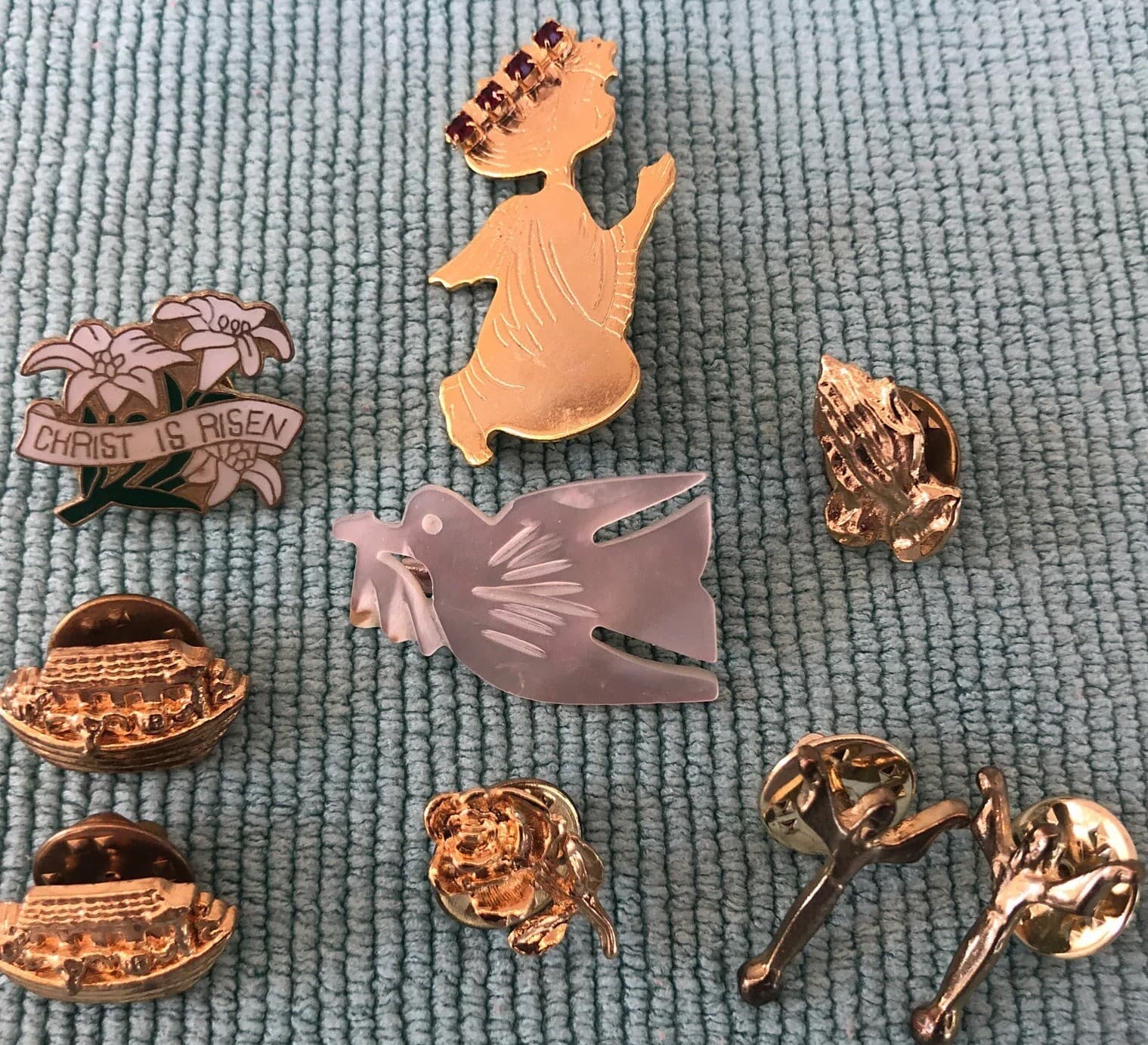 Angel Christian Religious Pin Noah’s Ark Praying Hands Lot 9 Vintage Lapel Pins