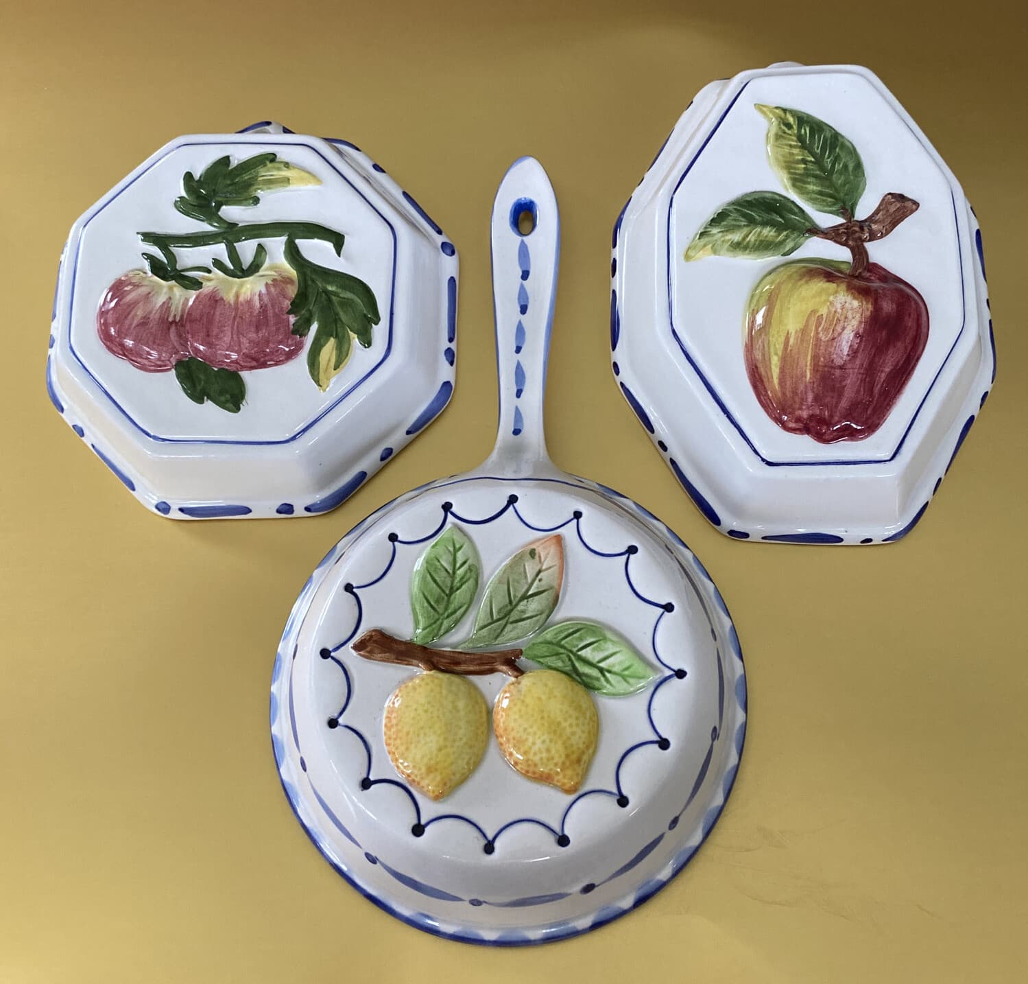 Vintage ceramic fruit molds set of 3. 2 Were Made in Italy