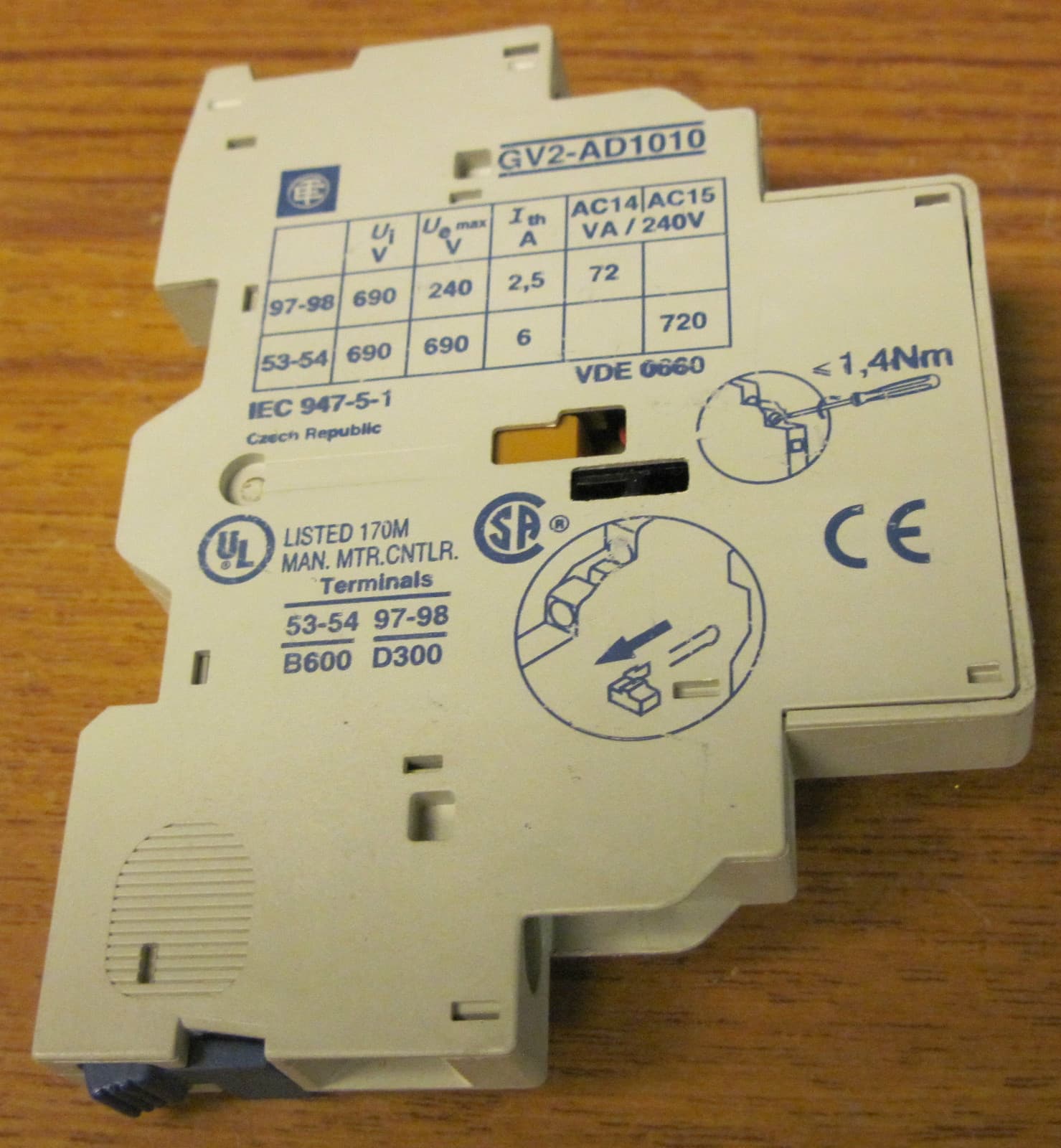 Telemecanique GV2-AD1010 Additional Contact