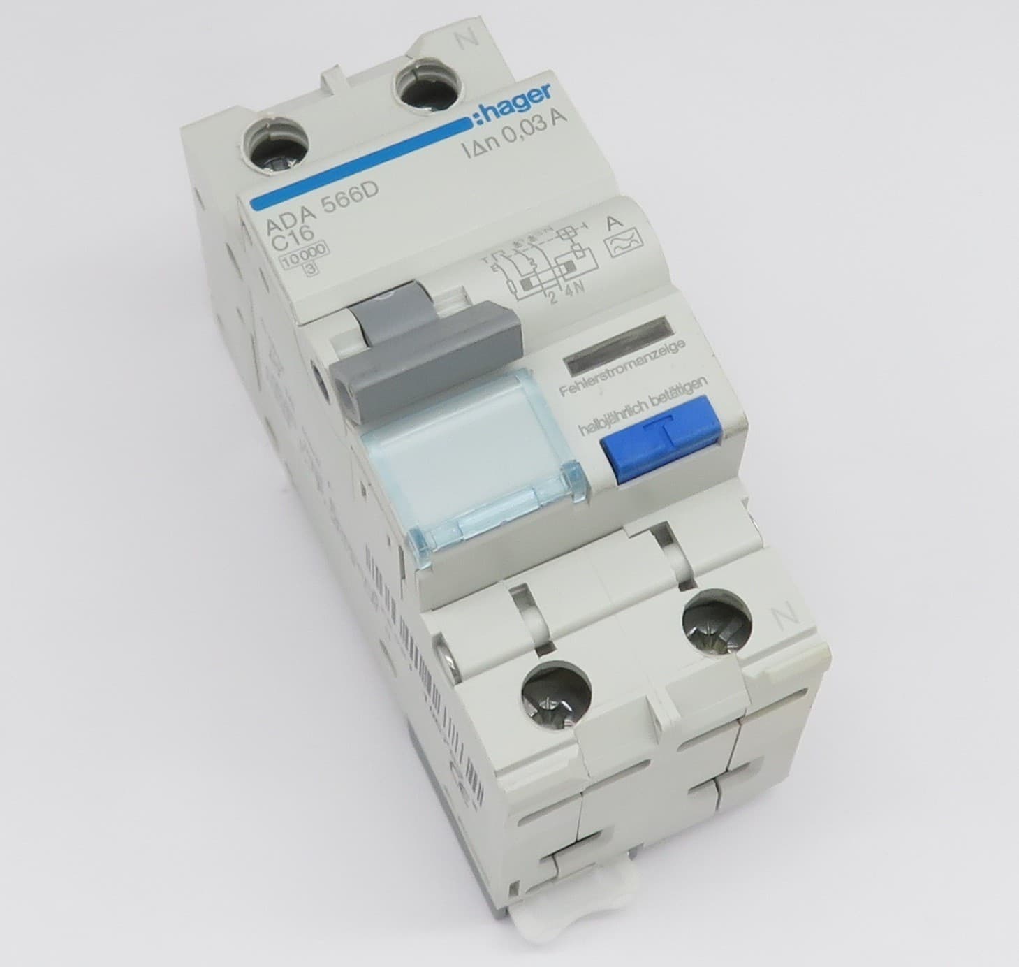 Hager ADA566D FI/LS Switch Type A Fi Circuit Breaker C16 16A 30mA 1P+N