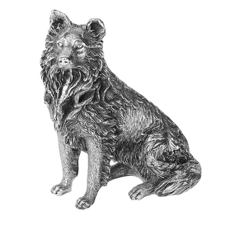 Silver BORDER COLLIE (SHEEPDOG) Model - Fully Hallmarked Sterling Silver
