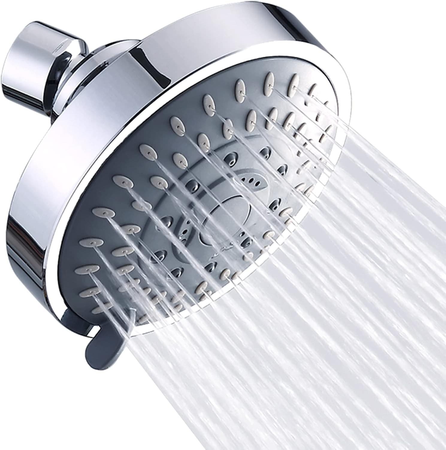 Shower Head, High Pressure Shower Heads 4.1 Inch 5 Settings Rain High Flow Fi