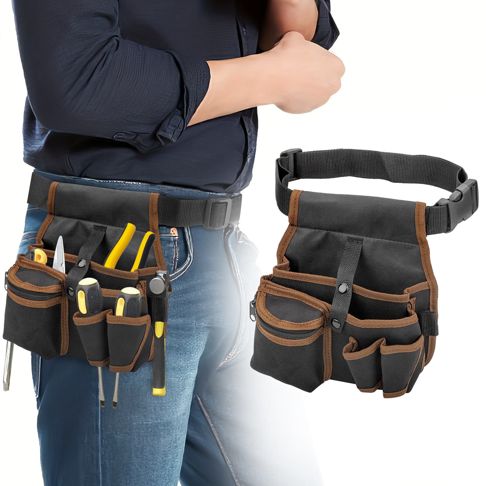 Electrician Waist Pocket Belt Tool Pouch Bag, Hardware Toolkit Work Organizer