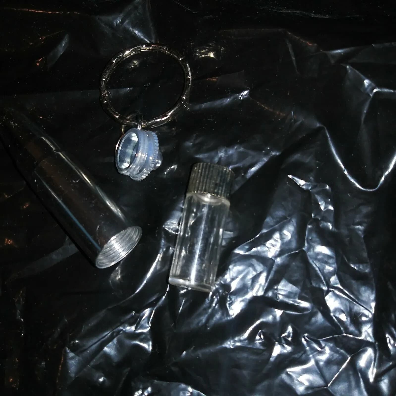 1 SILVER CHROME BULLET & Vial Cremation Ashes URN NEW Key chain Pendant