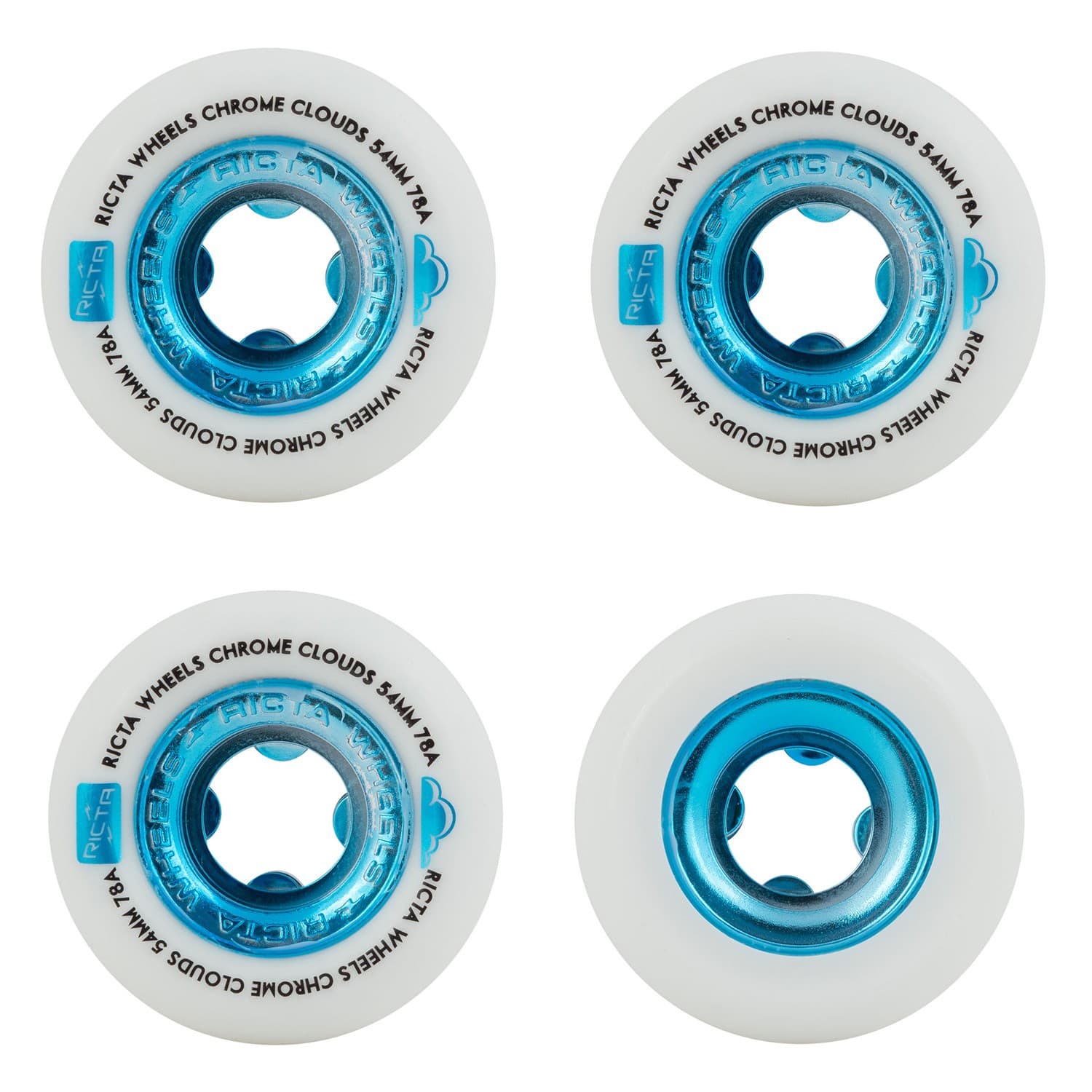 Ricta Soft Cruiser Skateboard Wheels 54mm Chrome Clouds 78A Blue