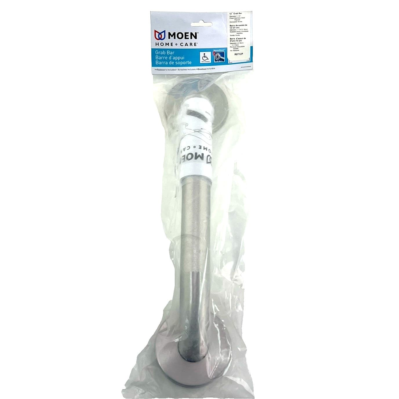 MOEN Home Care 12" Peened Stainless Steel Grab Bar Bathroom 💲 R8712P