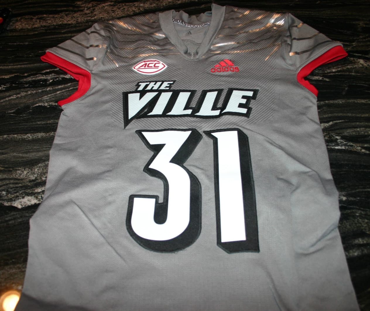 Louisville Cardinals Adidas Football 2022 Gray iron Wings Jersey The Ville XL