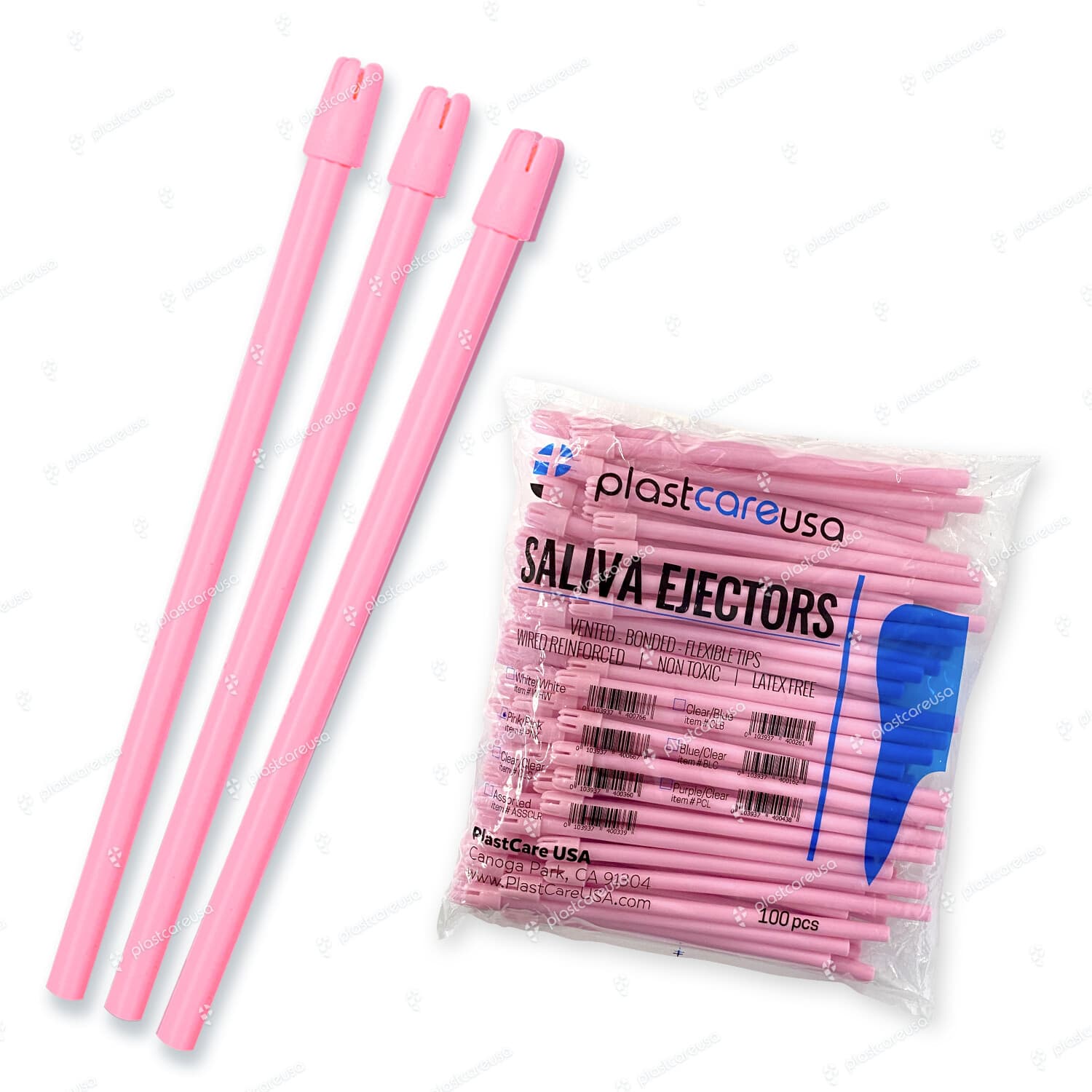 1000 (10 Bags) Pink Dental Saliva Ejectors Ejector Disposable Suction Tips