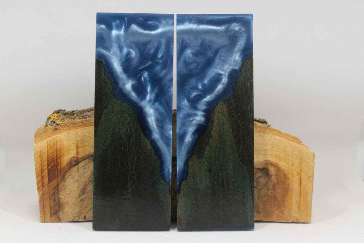 HYBRID STABILIZED DYED MAPLE BLUE CUSTOM COMPOSITE KNIFE HANDLE MATERIAL (7525)