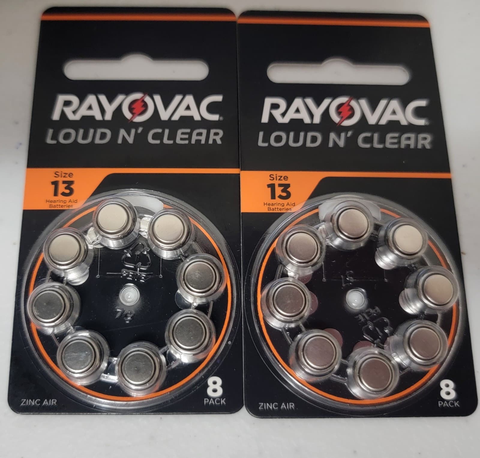 Rayovac Loud N' Clear Size 13 Batteries for Hearing Aids New 2 Pack =16 battery