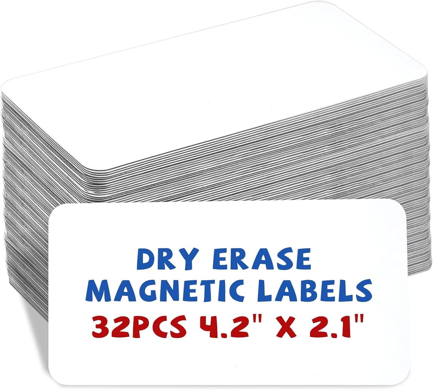 32 Pcs Dry Erase Magnetic Labels, 4.2 X 2.1 Reusable Writable Magnetic