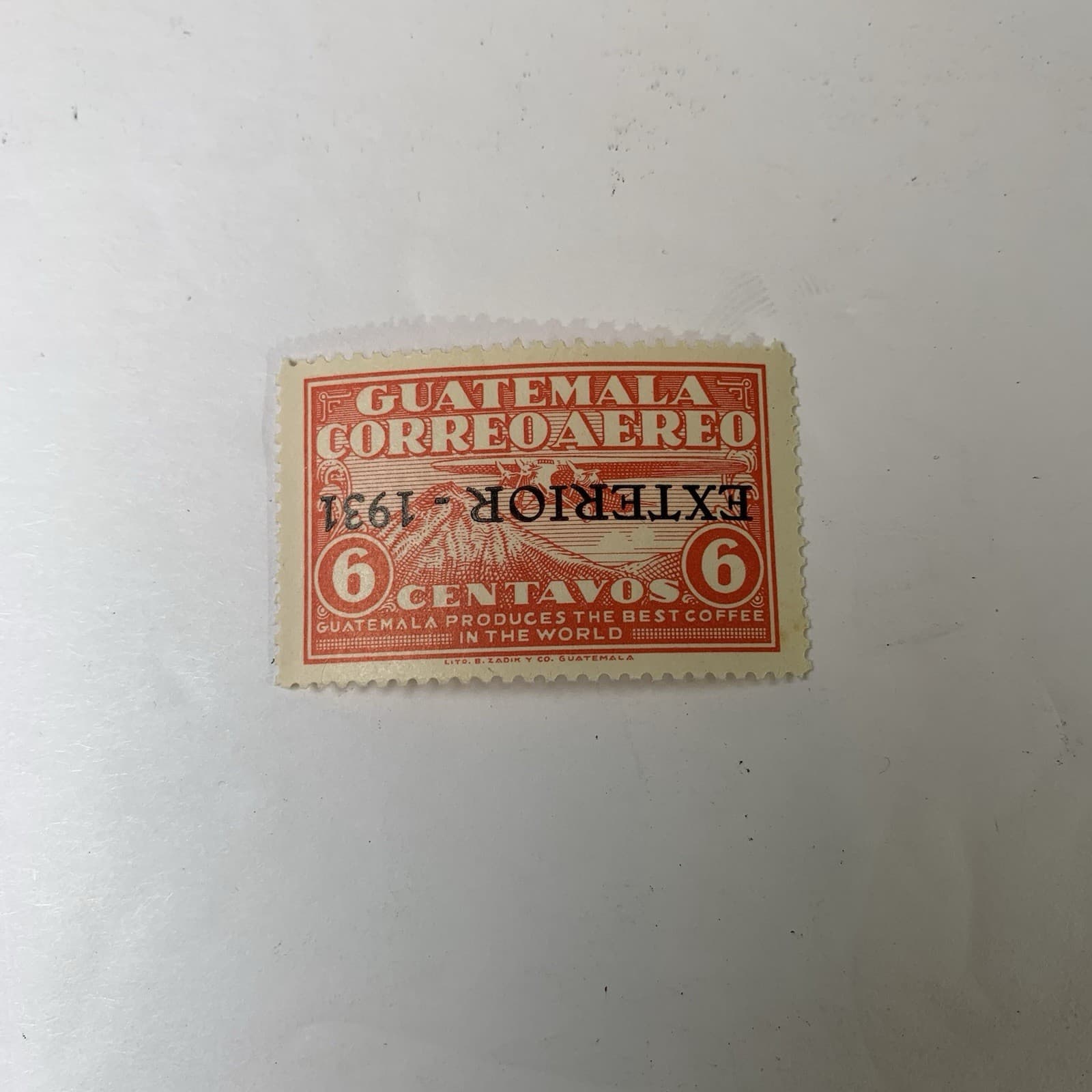 1931 Guatemala Stamp, Guatemalan airmail with inverted overprint. Used