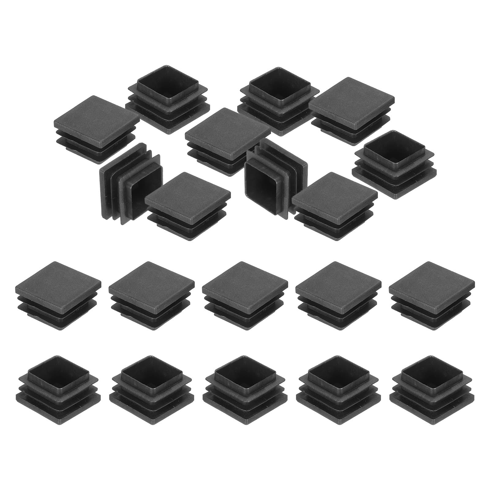 7/8"x7/8" Plastic Tubing End Caps 20Pcs Square Hole Plug Insert Black