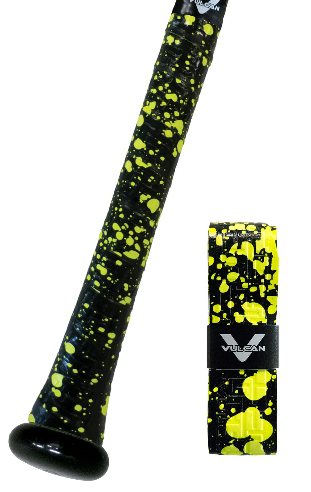 VULCAN ADVANCED POLYMER BAT GRIPS - LIGHT 1.00 MM - OPTIC YELLOW SPLATTER