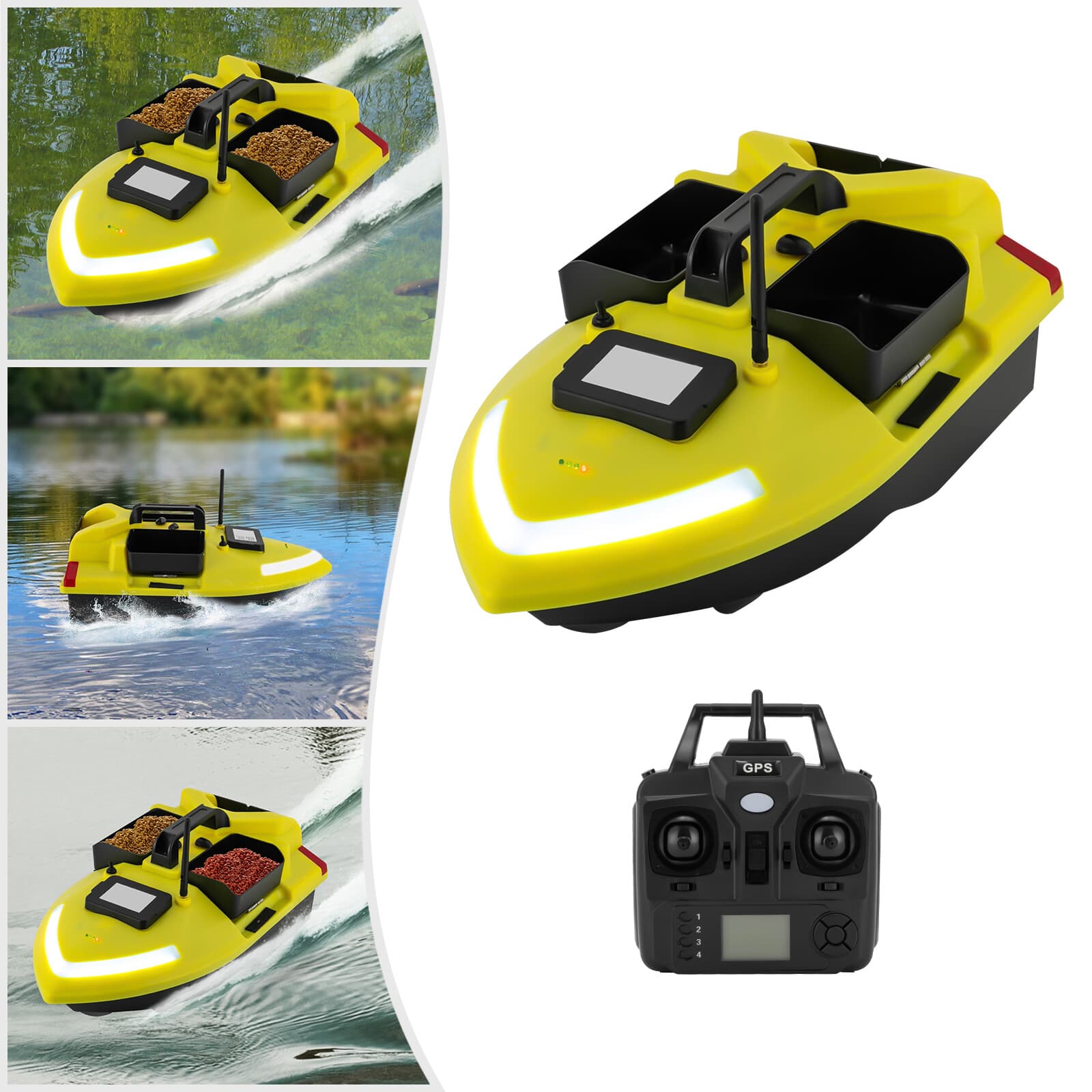 500m RC Fishing Bait Boat GPS 4 Hours Control Time 12000mAh Cruise Control