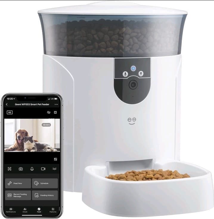 Geeni Pet Connect Feeder with Camera HD 1080P - 7 Liter Smart Pet Feeder