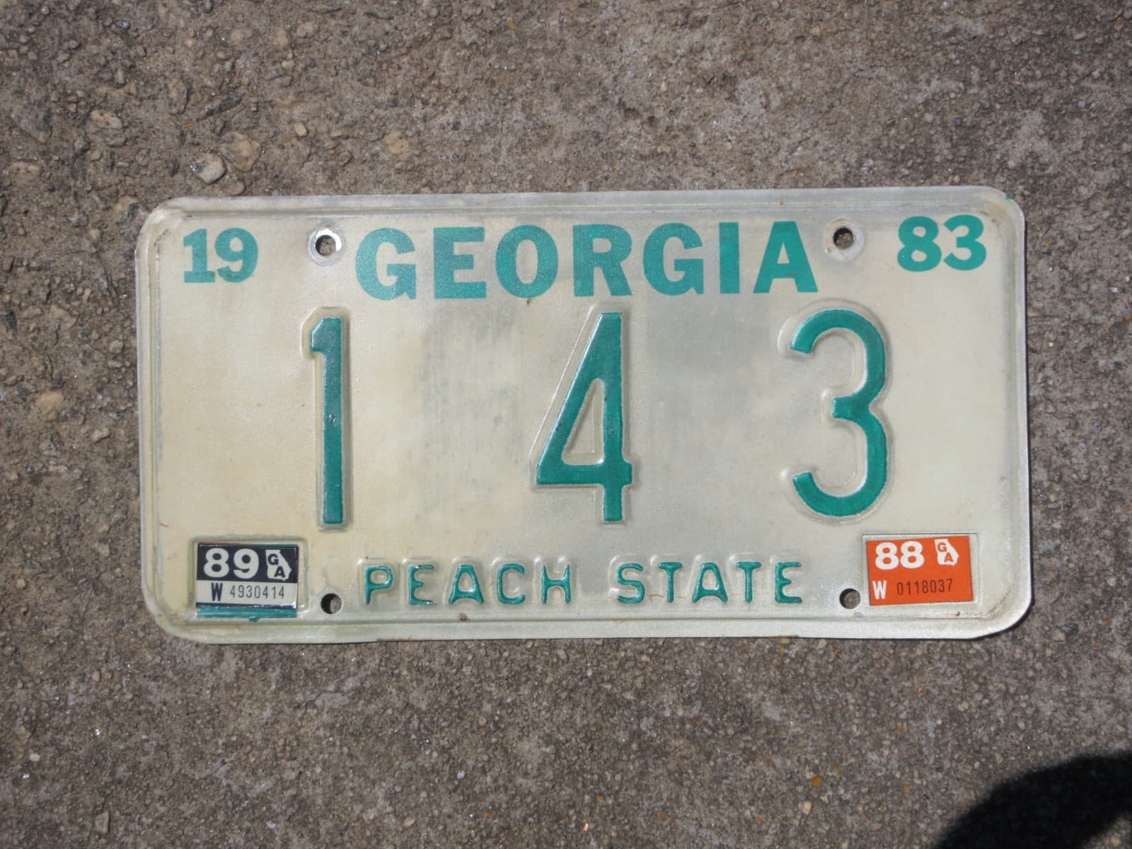1989 Georgia 1 4 3 Vanity License Plate GA 143 Peach State