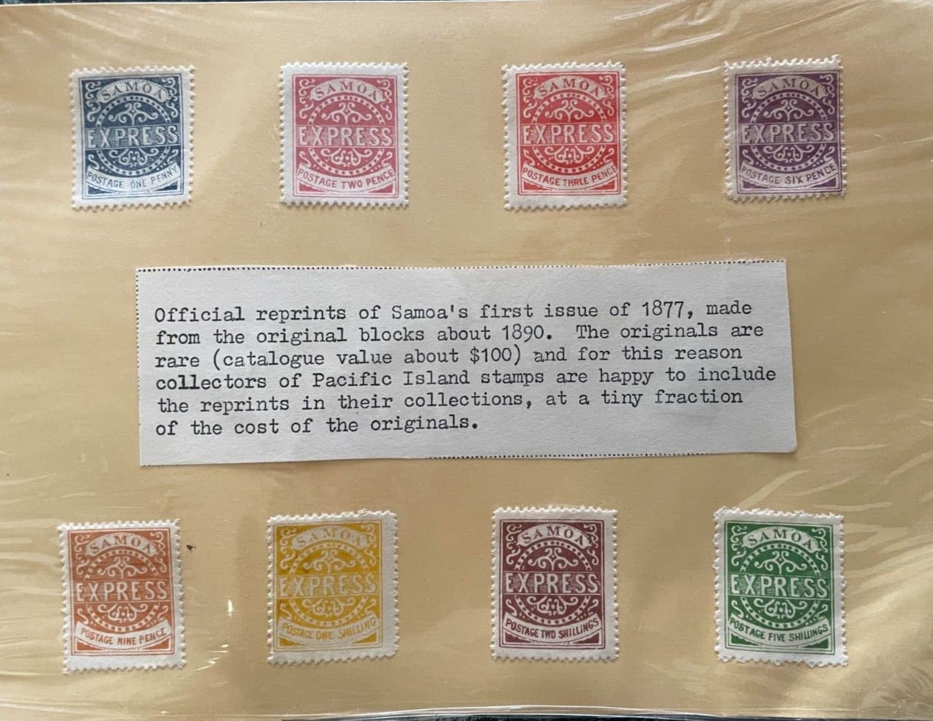 Official reprints of Samoa's first issues of 1877. Free shipping