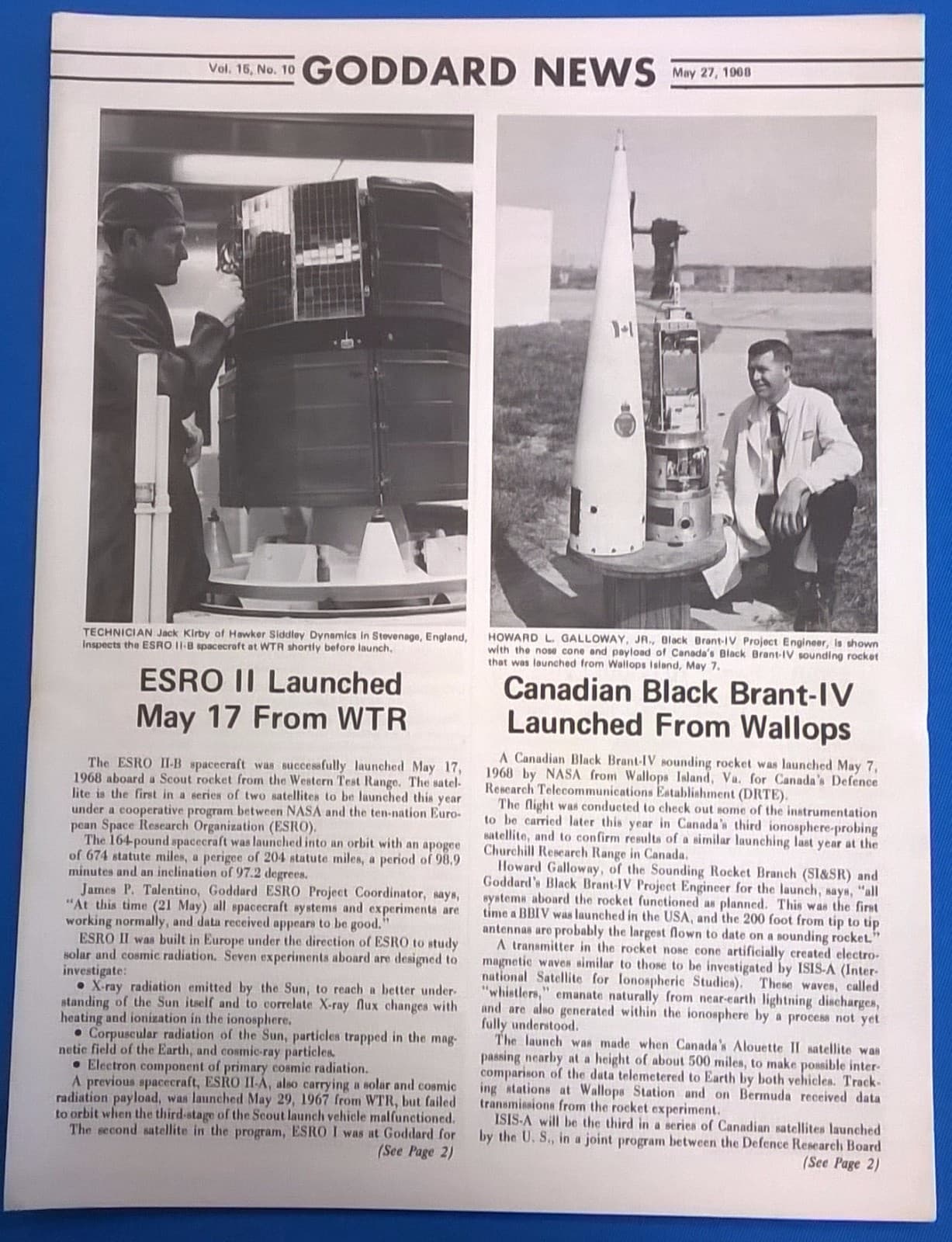 NASA Goddard News & Inside Goddard newsletters May 27 1968
