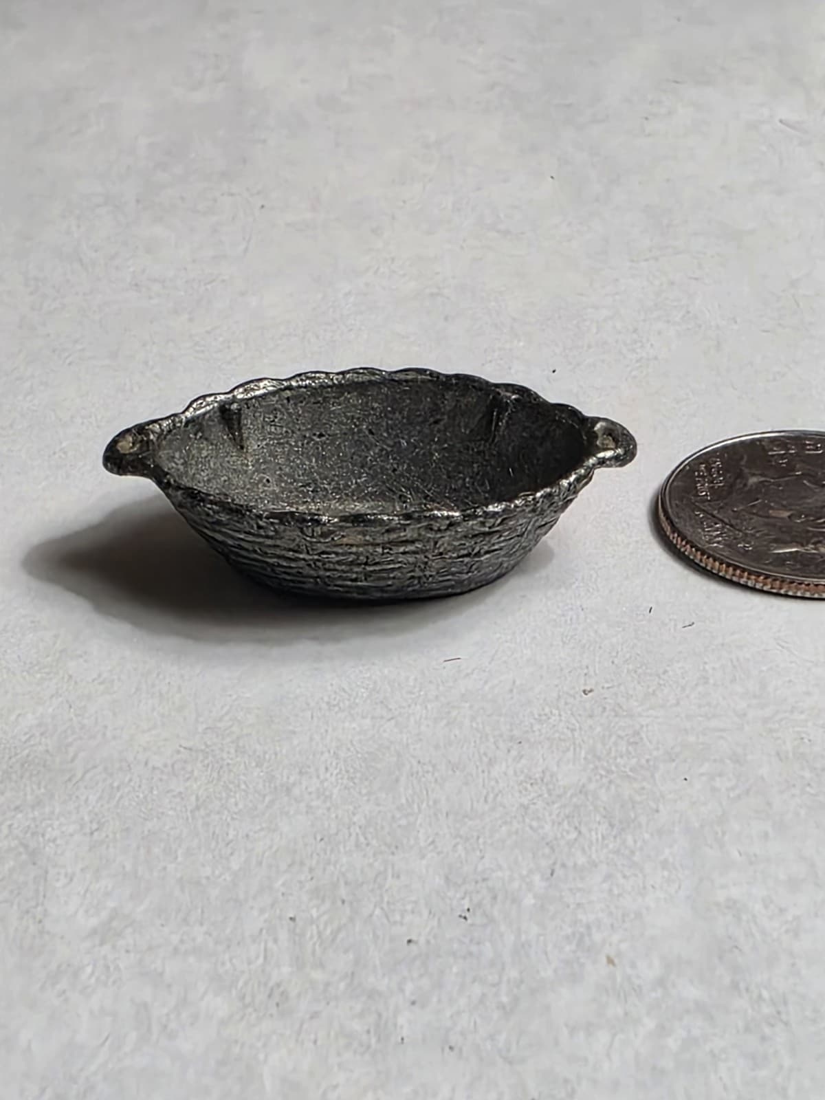 Vintage DOWST Cracker Jack premium prize metal dollhouse miniature wicker basket