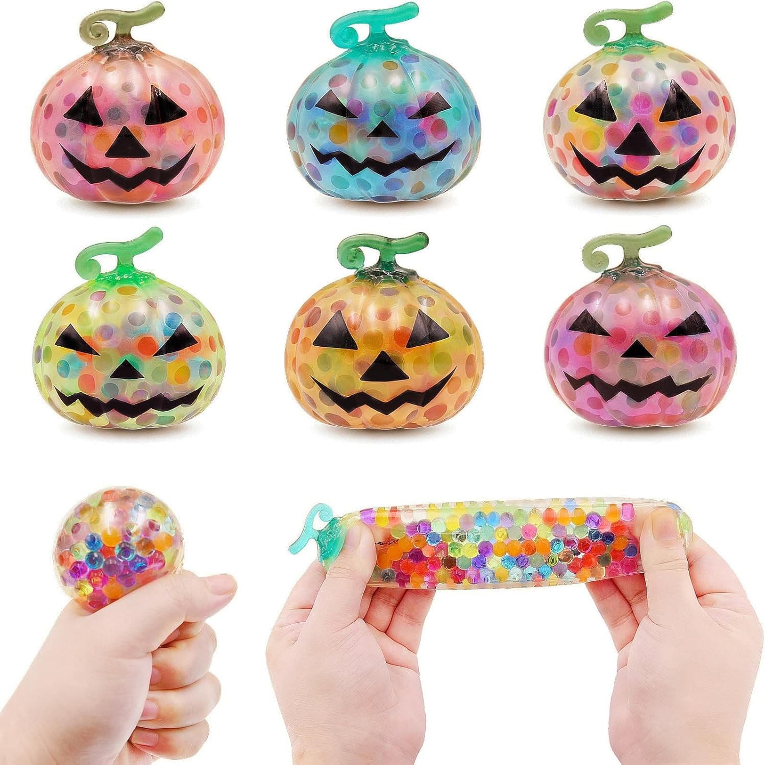 6 Pack Halloween Pumpkin Stress Balls Squishy Relief Toys Fidget Toys...