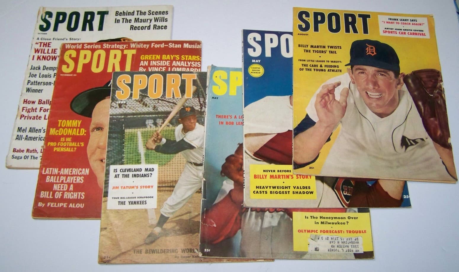 Vtg 50s 60s Sport Magazine 6 Issue Lot Billy Martin Willie Mays Vince Lombardie