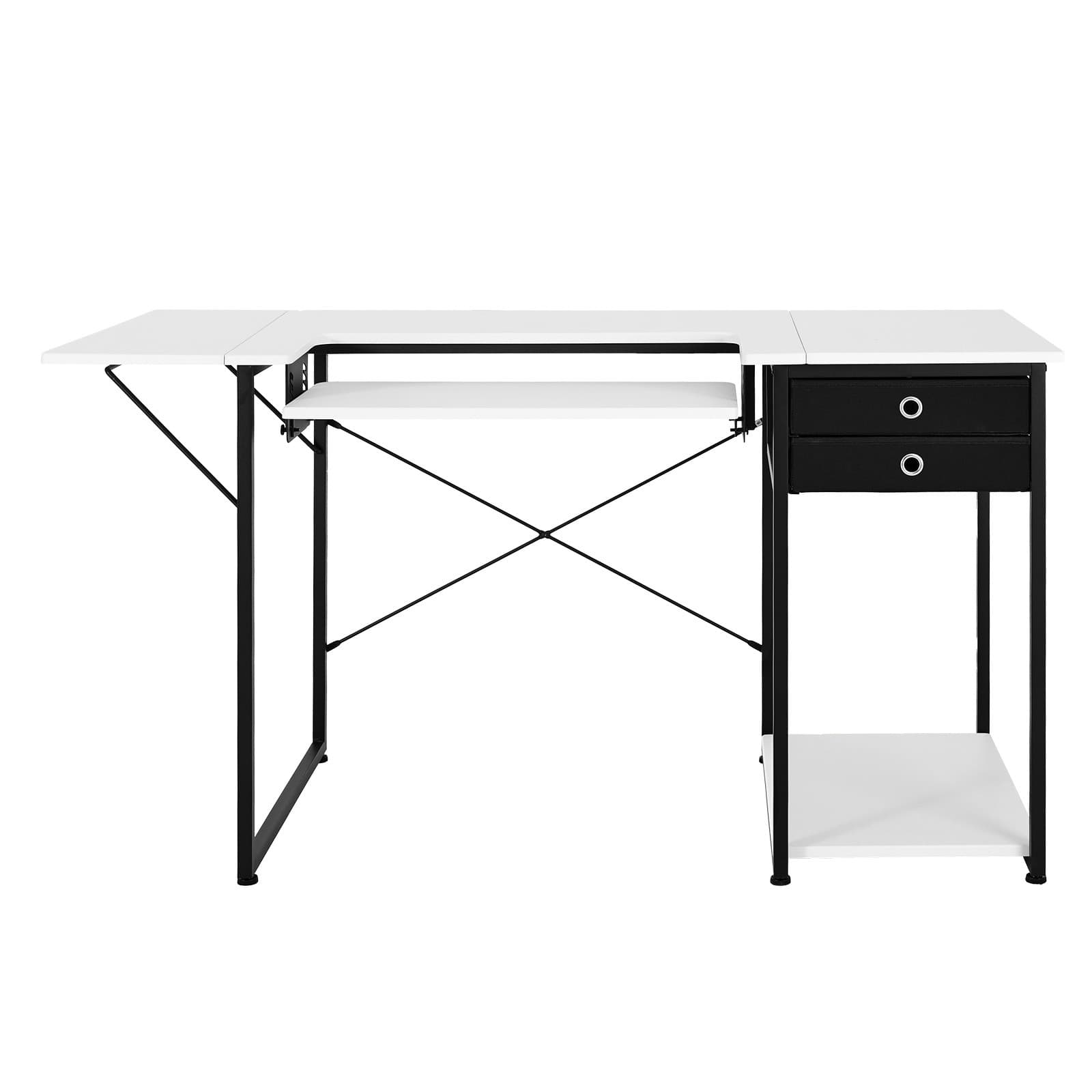 Uimoso Multipurpose Sewing Machine Table with Drawers and Foldable Shelf