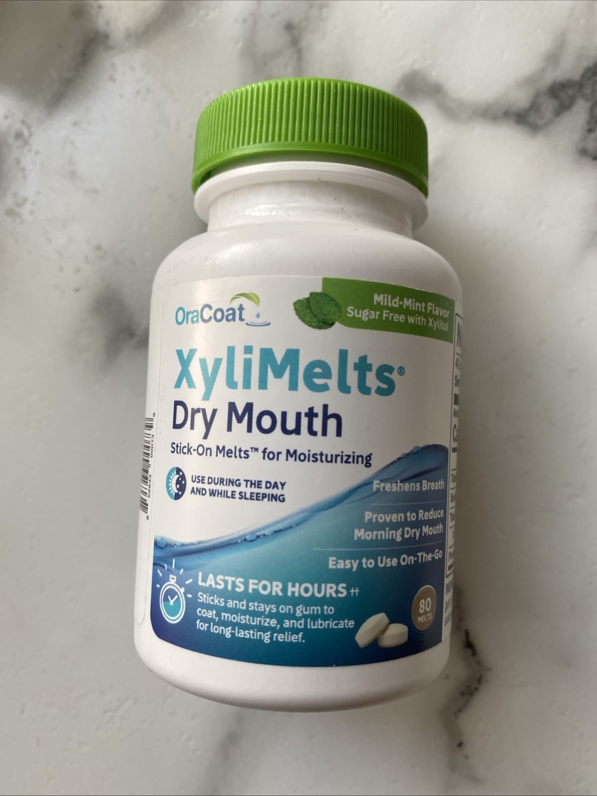 OraCoat XyliMelts Dry Mouth Relief Oral Adhering Discs Mild Mint 80 Count