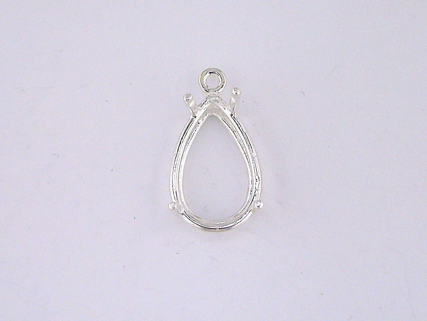 Pear Shape 4 Prong Wire Mount Dangle Setting Sterling Silver