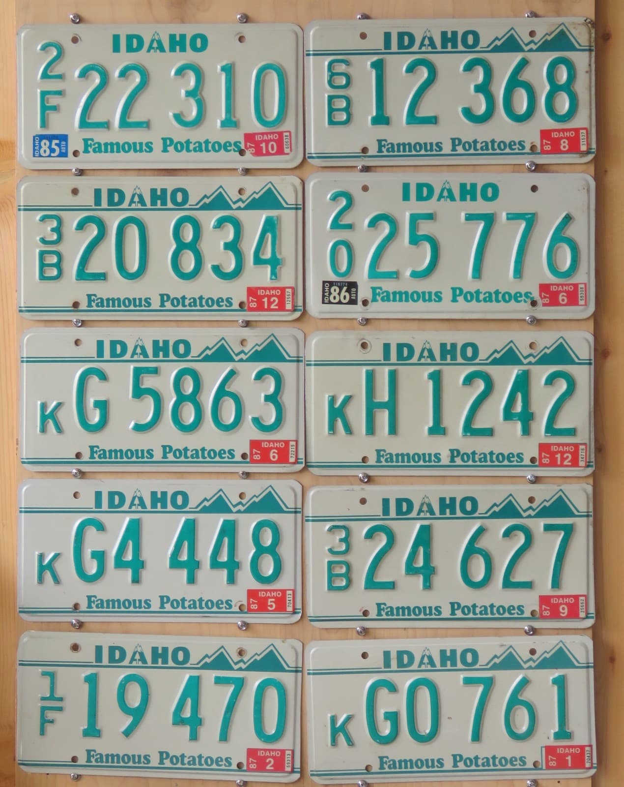 GROUP OF 10 IDAHO GREEN license plates