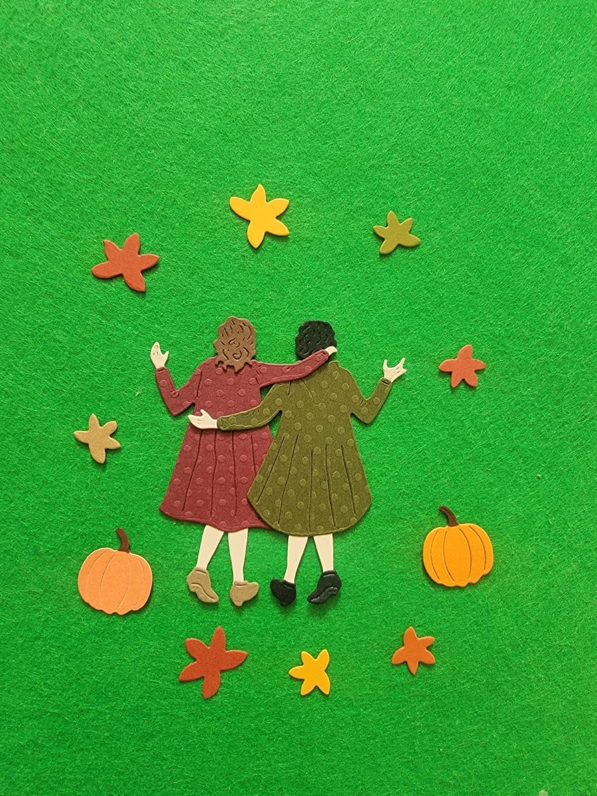 Fall Girlfriends With Leaves & Pumpkins Cardstock Die-Cuts scrapbook