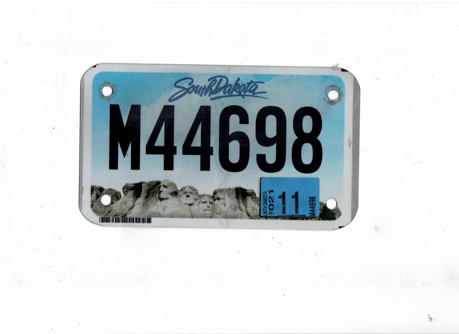 SOUTH DAKOTA 2021 license plate "M44698" ***MOTORCYCLE***