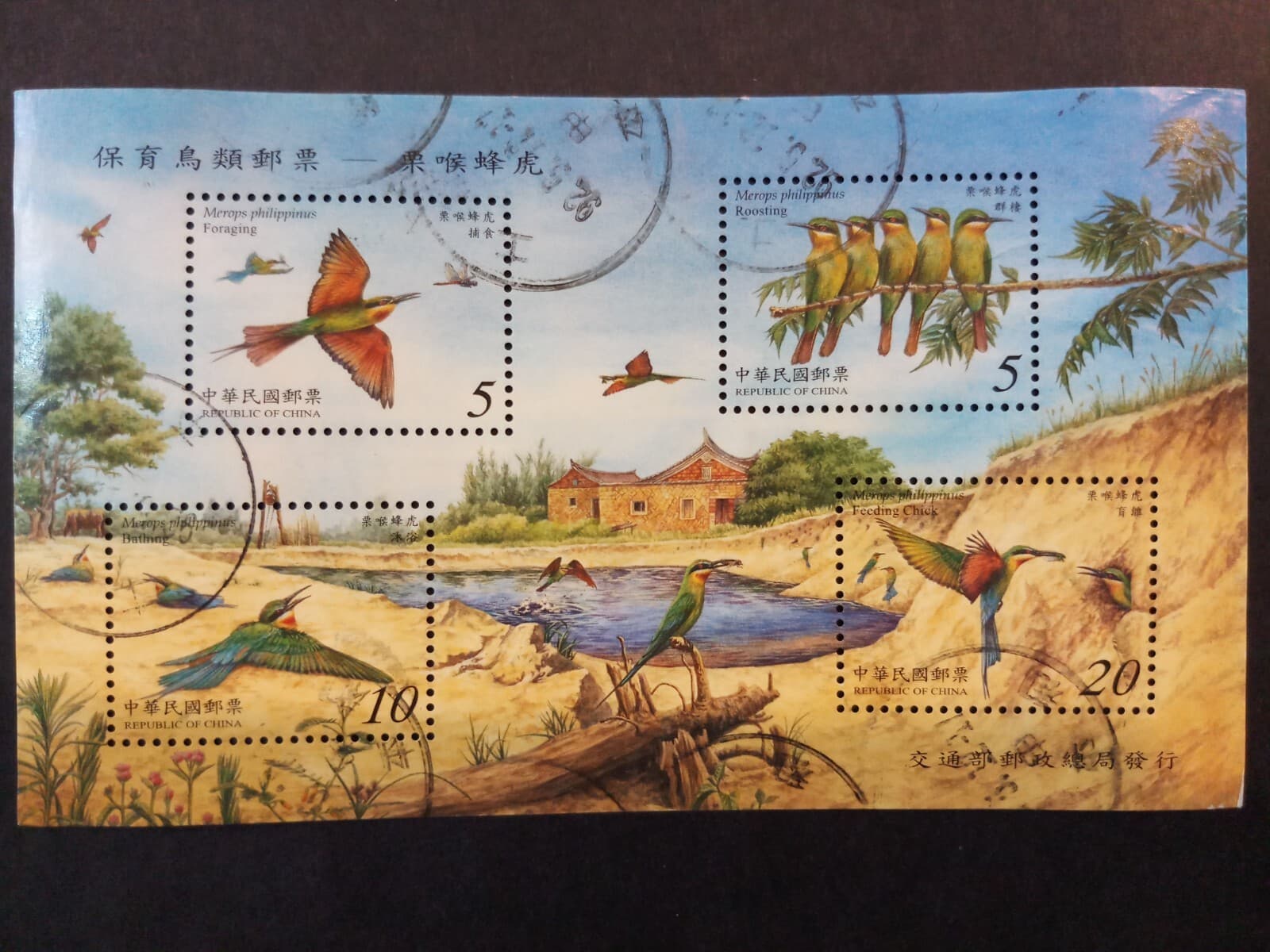 Taiwan S/S Conservation of Birds-Blue Tailed Bee Eaters-Merops Philippinus S3488