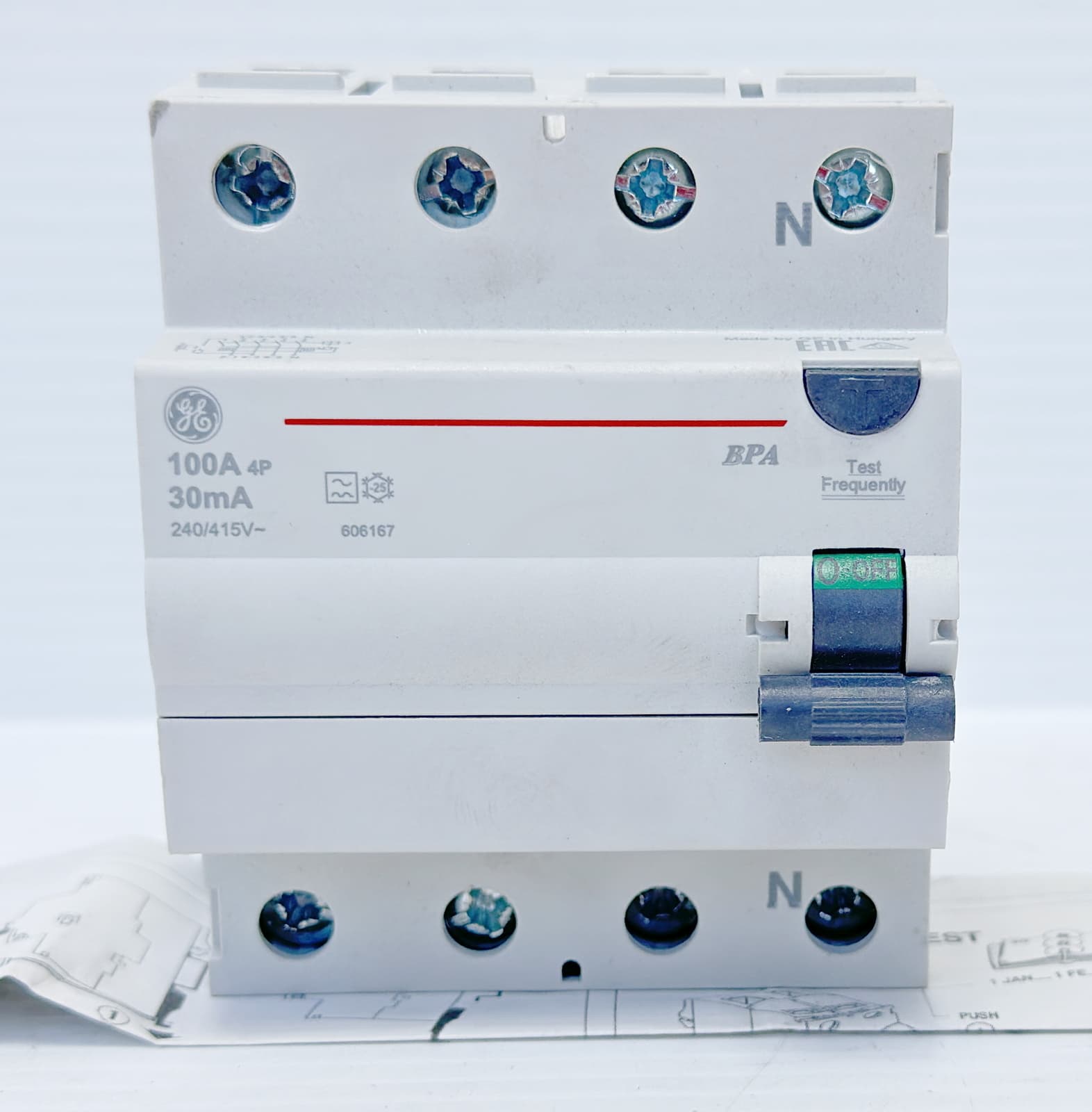 GE BPA-4100/030 RCCB 4P 100A 30mA 240/415V RCBO RCD *NEW*