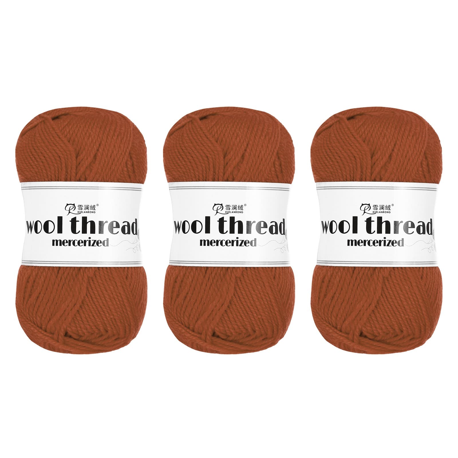 100% Wool Yarn,3 Skeins of 150g/5.29oz(Per Skein 50g/109yards)/Brown