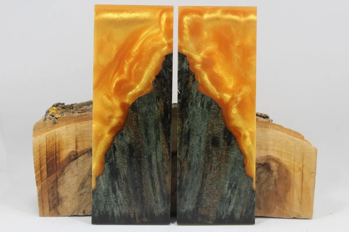 HYBRID STABILIZED DYED MAPLE GOLD CUSTOM COMPOSITE KNIFE HANDLE MATERIAL (8034)