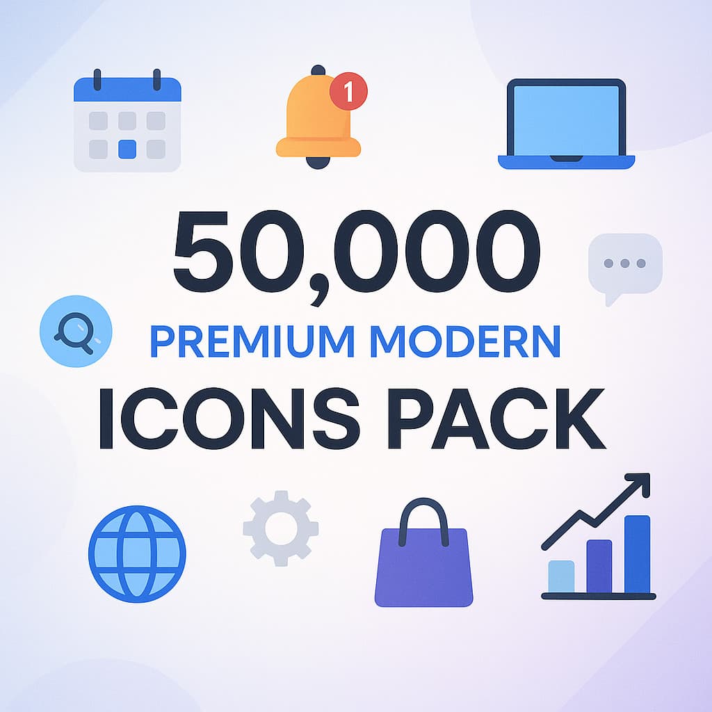 50,000 Premium Modern Icons Pack | High-Quality Digital Download | For Designers