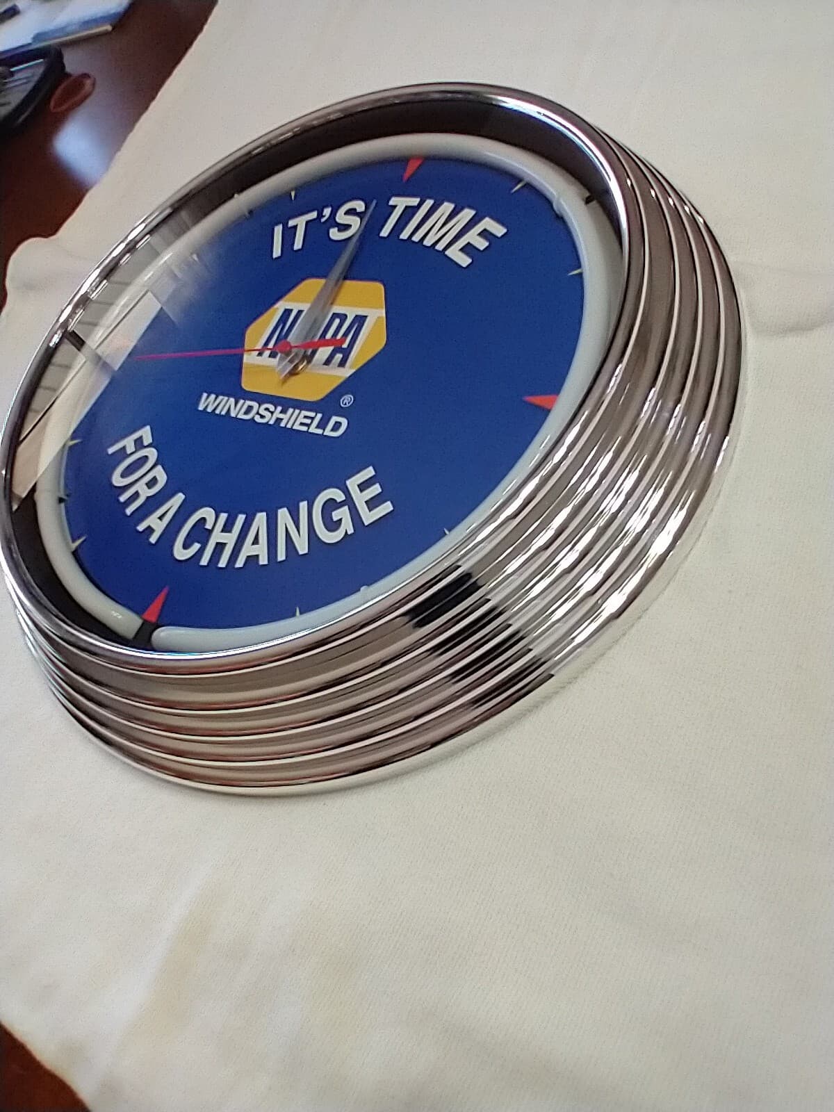 Napa Auto Parts NEON WALL CLOCK "TIME FOR A CHANGE" WIPER BRAND NEW IN BOX
