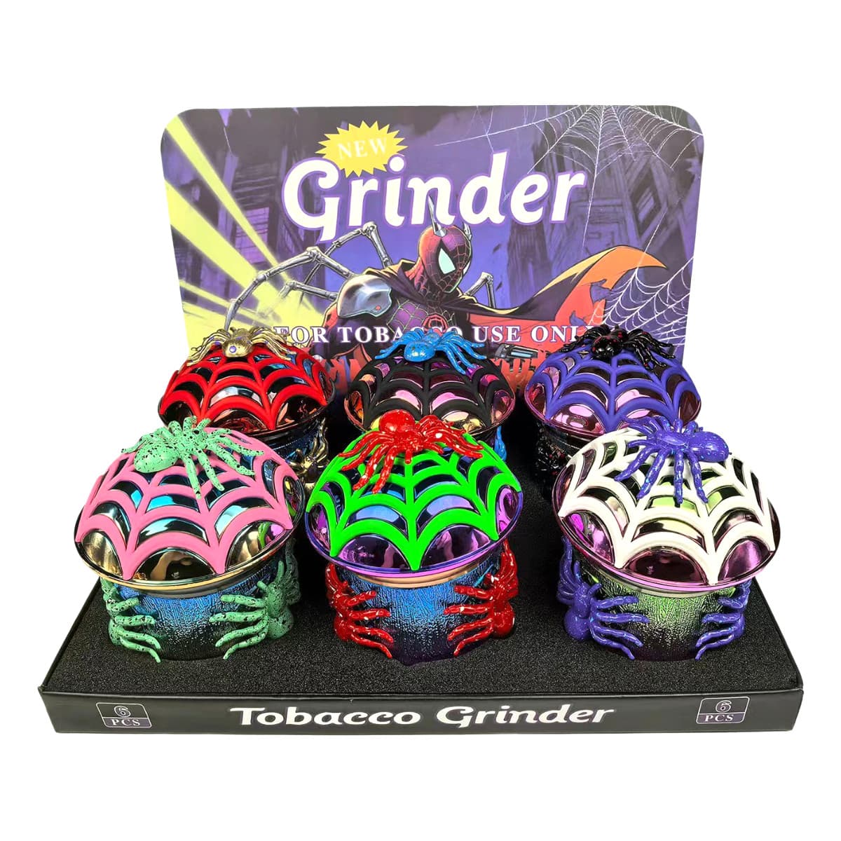 3.1" 4 PC 3D Spider Web Design Tobacco Herb Spice Grinder Smoke Crusher Shiny